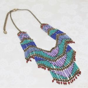 ZARA Lavendar & Aqua Faceted Beaded Statement Necklace